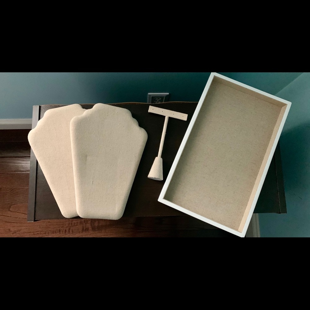 Jewelry tray, necklace stands, earring stand